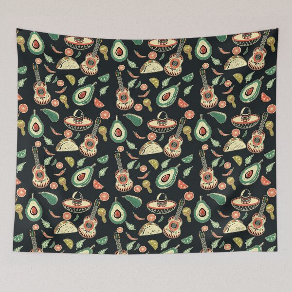Item preview, Holy Moly, Guacamole! Mexican Style Pattern on the Black Background  designed and sold by IraNiva.
