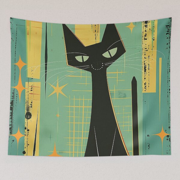 Item preview, Modern Retro Vintage Cat Art designed and sold by nomiraclehere.