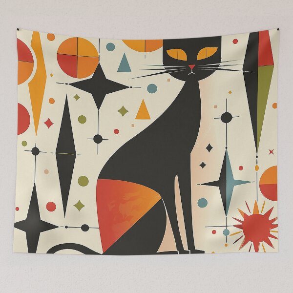 Item preview, Modern Retro Vintage Cat Art designed and sold by nomiraclehere.