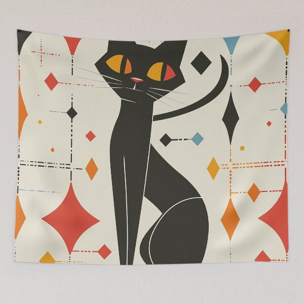 Item preview, Modern Retro Vintage Cat Art designed and sold by nomiraclehere.