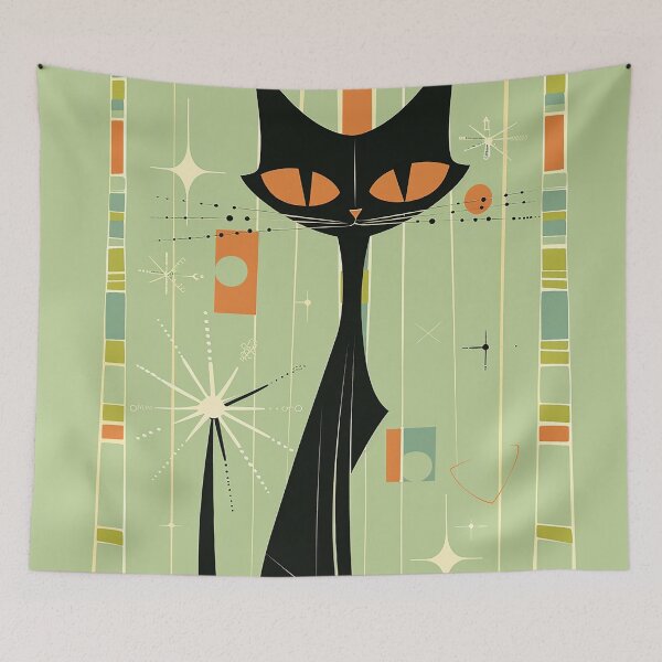 Item preview, Modern Retro Vintage Cat Art designed and sold by nomiraclehere.