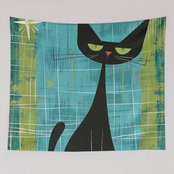 Item preview, Modern Retro Vintage Cat Art designed and sold by nomiraclehere.