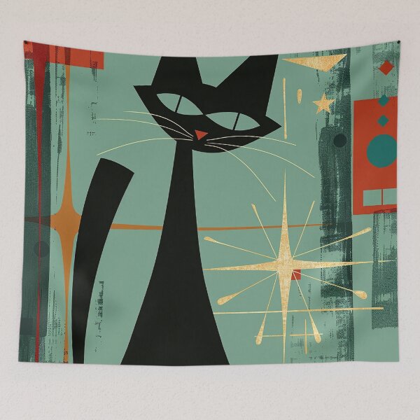 Item preview, Modern Retro Vintage Cat Art designed and sold by nomiraclehere.