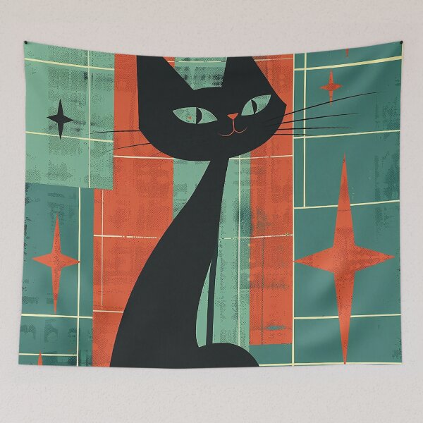 Item preview, Modern Retro Vintage Cat Art designed and sold by nomiraclehere.