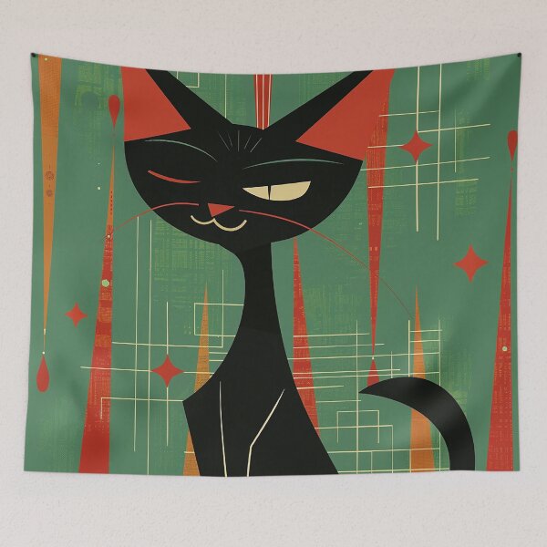 Item preview, Modern Retro Vintage Cat Art designed and sold by nomiraclehere.