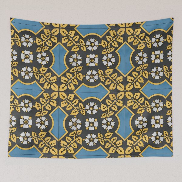 Item preview, Floral Blue Tile Reproduction designed and sold by MadeByGeeClowes.
