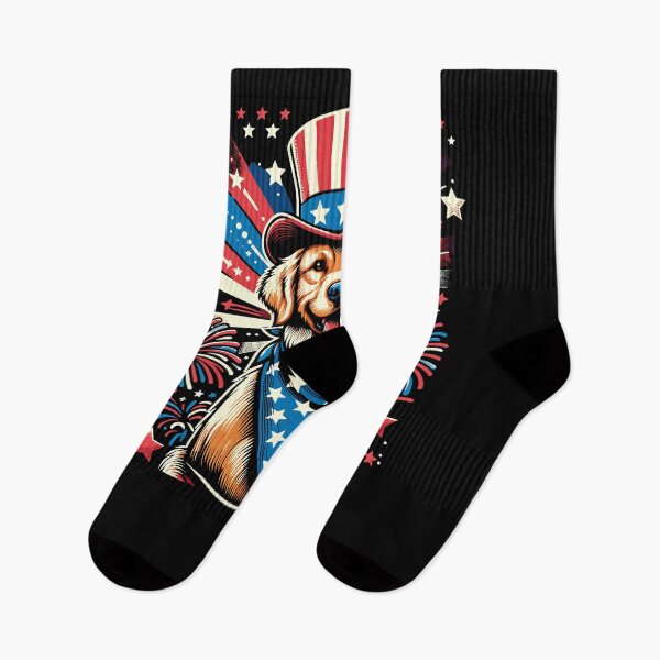 Item preview, 4th Of July Us Flag Golden Retriever Fireworks American designed and sold by Dressed For  Duty.