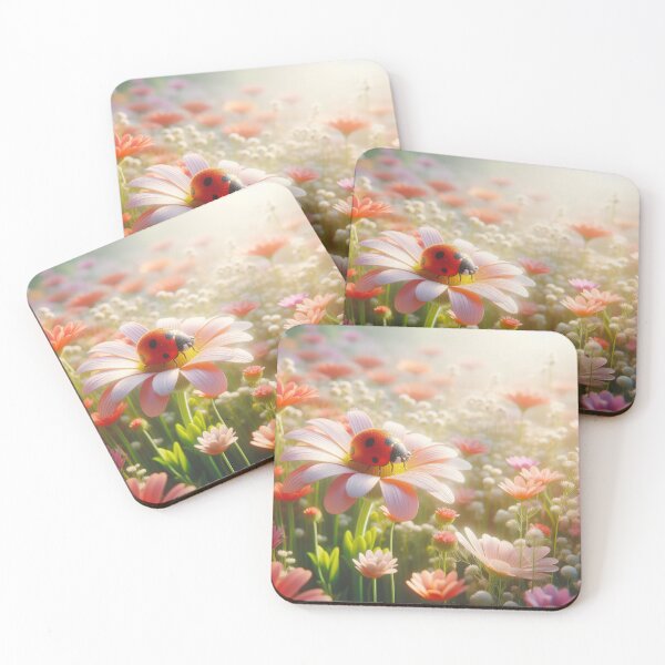 Item preview, ladybug on pink flower Floral Patterns Background designed and sold by Expressions-Sel.
