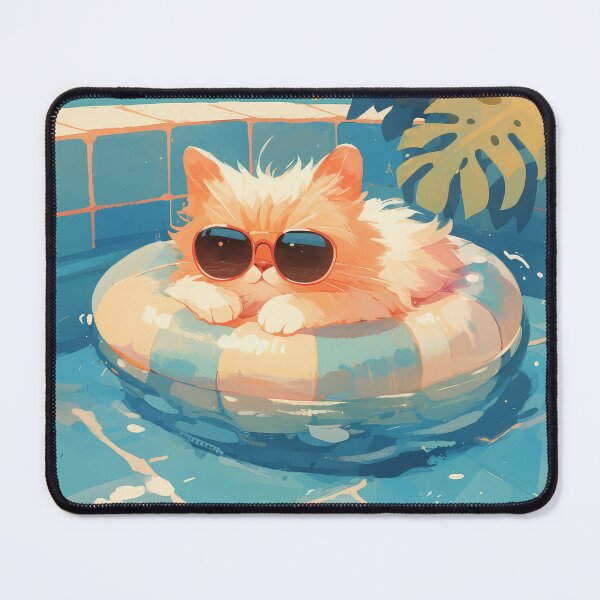 Item preview, Relaxed cat in sunglasses in the swimming pool designed and sold by JoyfulNat.