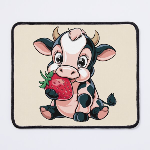 Item preview, Cute Baby Cow Eating a Juicy Strawberry designed and sold by GreenSlate.