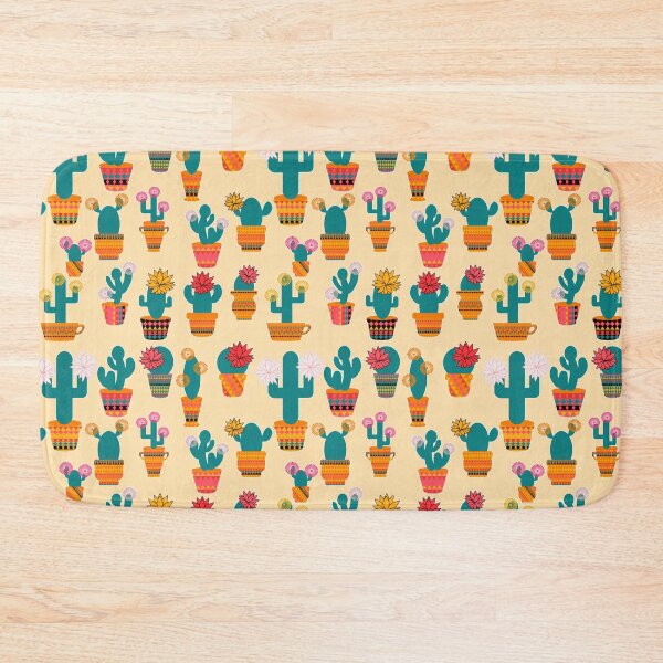 Item preview, Prickly Appeal -Blooming Cacti Pattern on the Light Yellow Background  designed and sold by IraNiva.