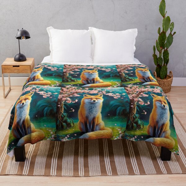 Artikelvorschau, Fuchs-Portrait. Kirschblüte, Blumenfuchs, Vintage-Fuchs, Fuchs-Malerei, Paul Gauguin-Stil entworfen und verkauft von FoxVibes.