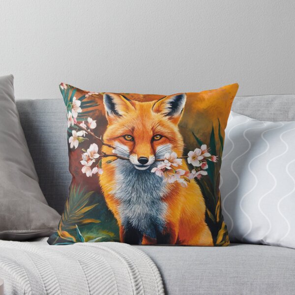 Item preview, Fox Portrait. Cherry blossom, floral fox, vintage fox, fox painting, Paul Gauguin style designed and sold by FoxVibes.