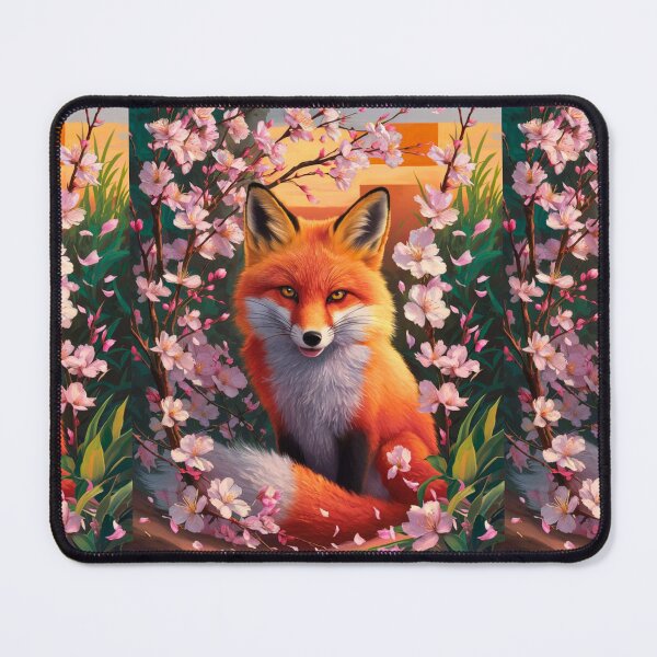 Item preview, Fox Portrait. Cherry blossom, floral fox, vintage fox, fox painting, Paul Gauguin style designed and sold by FoxVibes.