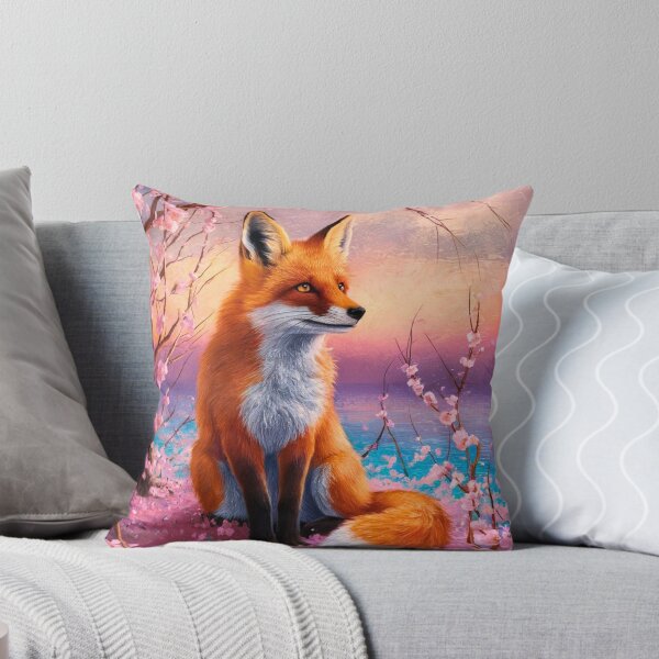 Item preview, Fox Portrait. Cherry blossom, floral fox, vintage fox, fox painting, Paul Gauguin style designed and sold by FoxVibes.