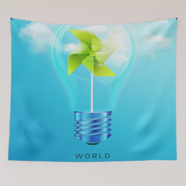 Item preview, world environment day realistic light bulb wind turbine  designed and sold by NiamLab.