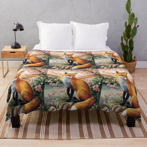 Artikelvorschau, Fuchs-Portrait. Kirschblüte, Blumenfuchs, Vintage-Fuchs, Fuchs-Malerei, Paul Gauguin-Stil entworfen und verkauft von FoxVibes.