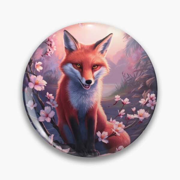 Artikelvorschau, Fuchs-Portrait. Kirschblüte, Blumenfuchs, Vintage-Fuchs, Fuchs-Malerei, Paul Gauguin-Stil entworfen und verkauft von FoxVibes.