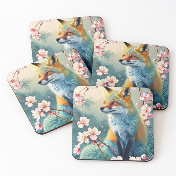 Artikelvorschau, Fuchs-Portrait. Kirschblüte, Blumenfuchs, Vintage-Fuchs, Fuchs-Malerei, Paul Gauguin-Stil entworfen und verkauft von FoxVibes.