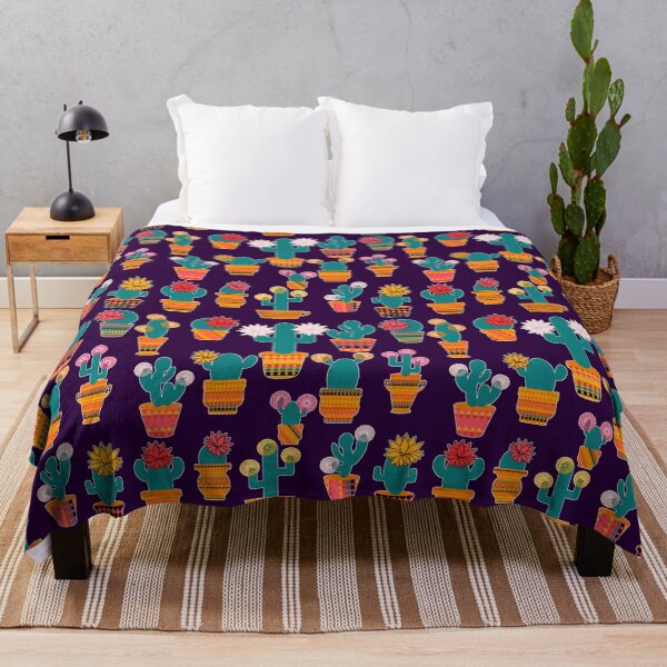 Item preview, Succulent Sophistication - Blooming Cacti Pattern on the Purple Background designed and sold by IraNiva.