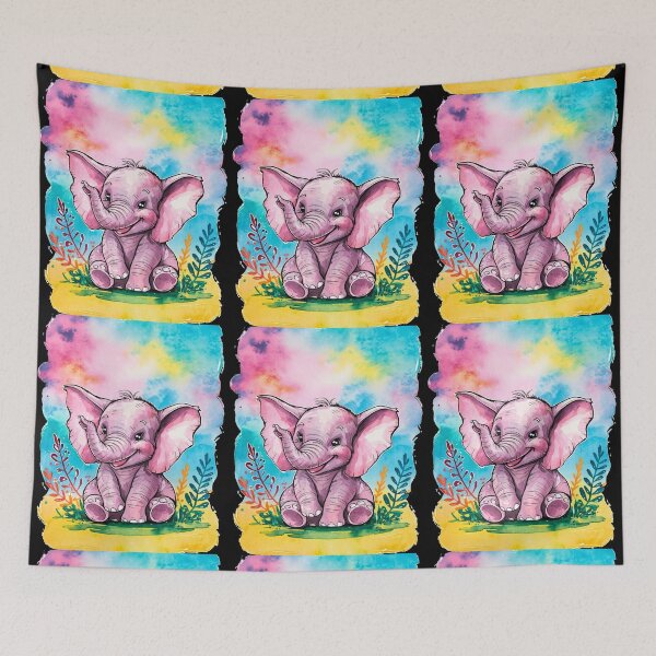 Item preview, Cute Elephant. Little elephant, colorful elephant, elephant drawing designed and sold by ElephantVibes.