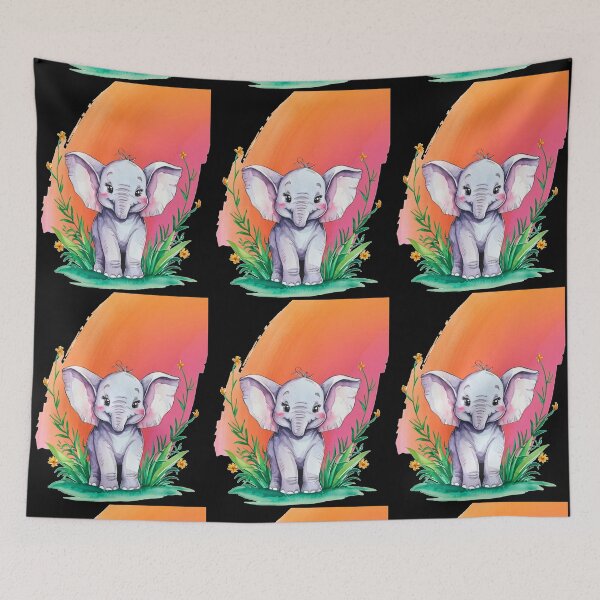 Item preview, Cute Elephant. Little elephant, colorful elephant, elephant drawing designed and sold by ElephantVibes.
