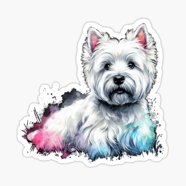 Item preview, Cute Colorful White West Highland Terrier Westie Watercolor Portrait designed and sold by MaedK.