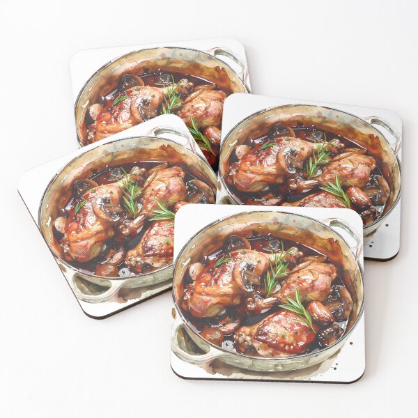 Item preview, Elegant Watercolor Coq au Vin Sticker - French Cuisine Art designed and sold by Lexa Pix.