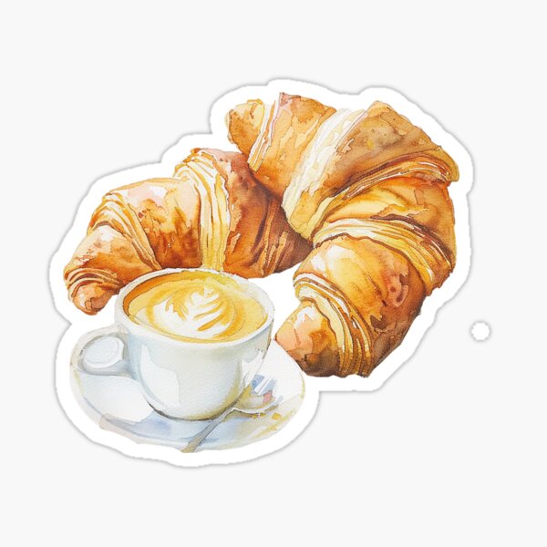 Item preview, Charming Watercolor Croissants Sticker - French Pastry Art designed and sold by Lexa Pix.