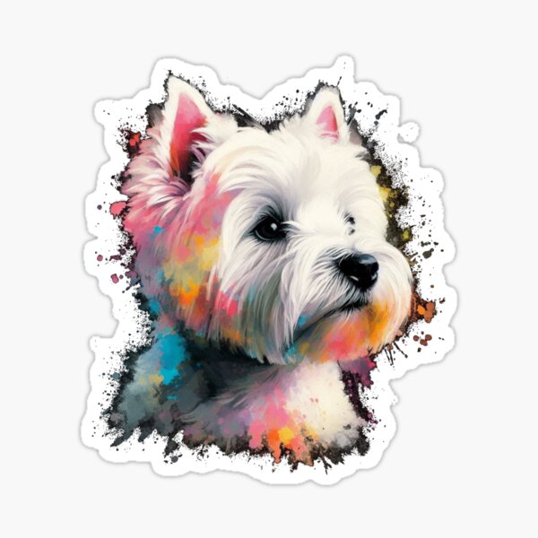Item preview, Cute Colorful White West Highland Terrier Westie Watercolor Portrait designed and sold by MaedK.