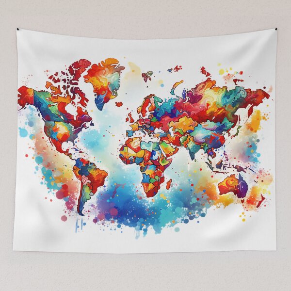 Item preview, Colorful World Map designed and sold by InsanseCreation.