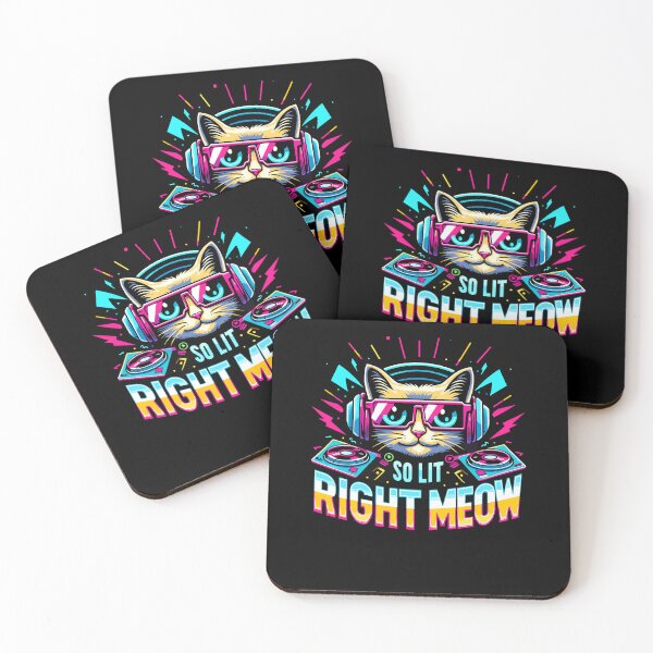 Item preview, DJ Cat So Lit Right Meow EDM Techno Rave Party Festival designed and sold by Dressed For  Duty.