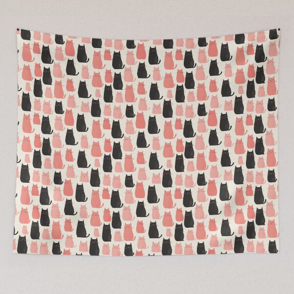 Item preview, cute black cats and pinky cats designed and sold by PandaKunst.