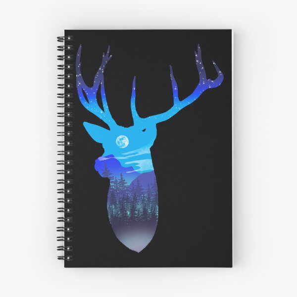 Artikelvorschau, Sternenhimmel, Hirsch, blaues Mondlicht, Waldbäume, Nachthimmel entworfen und verkauft von ByteMode.