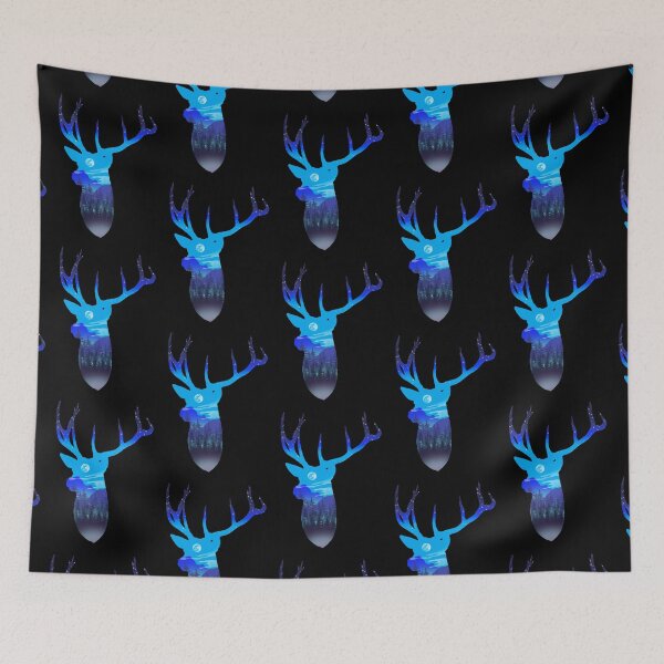 Item preview, Starlit stag, blue moonlight, Forrest trees, night sky designed and sold by ByteMode.