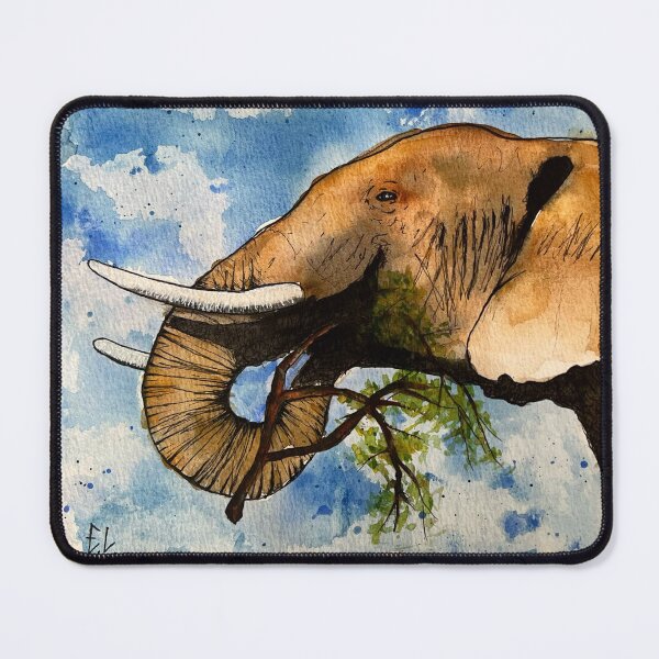 Item preview, Elephant Eating Watercolor Painting designed and sold by EasyPrints337.