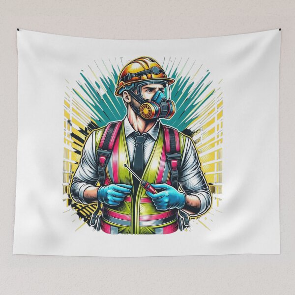 Item preview, Occupational safety specialist from Rafal Markowski Training Center with protective mask and screwdriver designed and sold by RafalMarkowski.