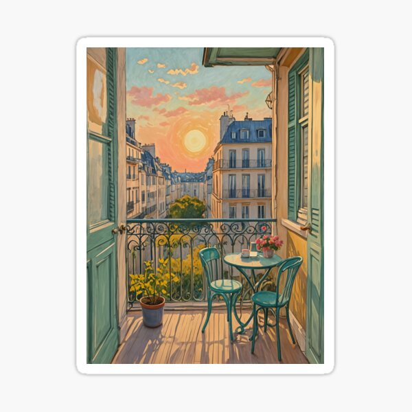 Item preview, Parisian Twilight: Pastel Sunset Balcony View Design designed and sold by Lizetteh.
