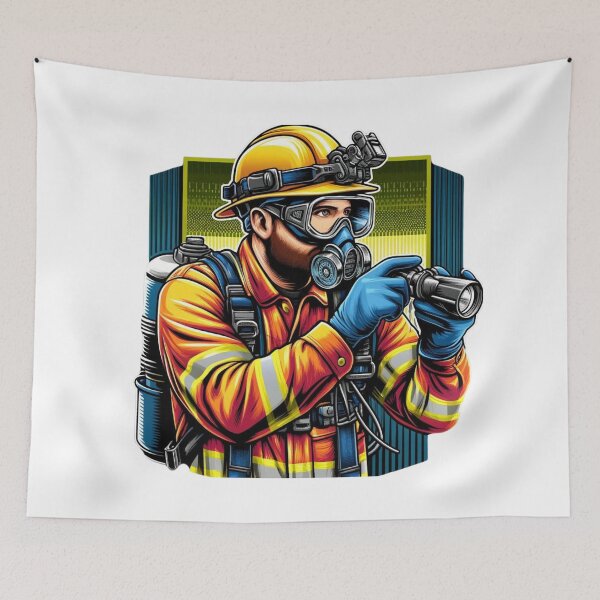 Item preview, Occupational safety specialist from Rafal Markowski Training Center with respirator and flashlight designed and sold by RafalMarkowski.