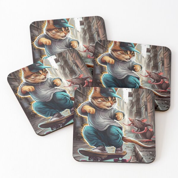 Item preview, Cat with a skateboard. designed and sold by MyHappyArtShop.
