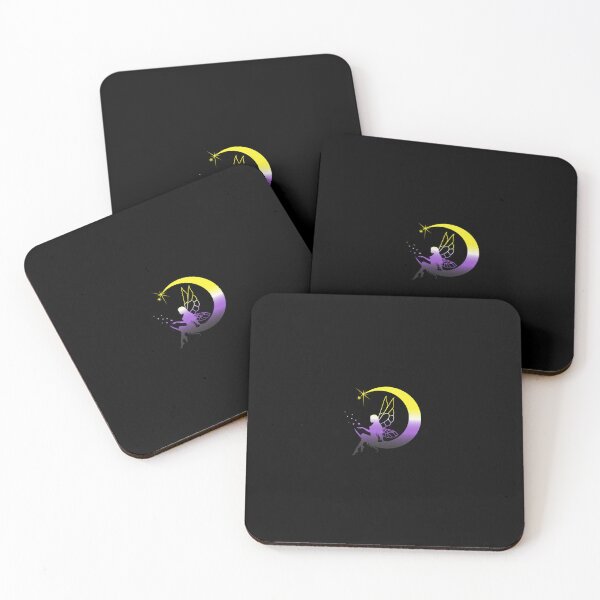 Item preview, Fairy on crescent moon, wishes on a star, Nonbinary Flag Graphic, LGBTQ Fairy designed and sold by PrideBeProud.