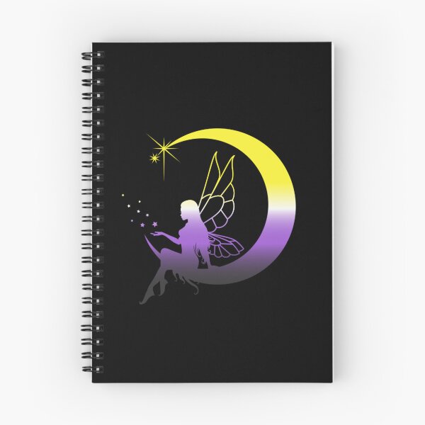 Item preview, Fairy on crescent moon, wishes on a star, Nonbinary Flag Graphic, LGBTQ Fairy designed and sold by PrideBeProud.