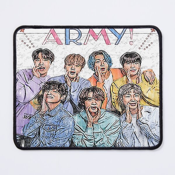 Item preview, BTS (방탄소년단) Members are Jin, Suga, J-Hope, RM, Jimin, V and Jungkook. Says Hello to ARMY! designed and sold by mauveswancom.
