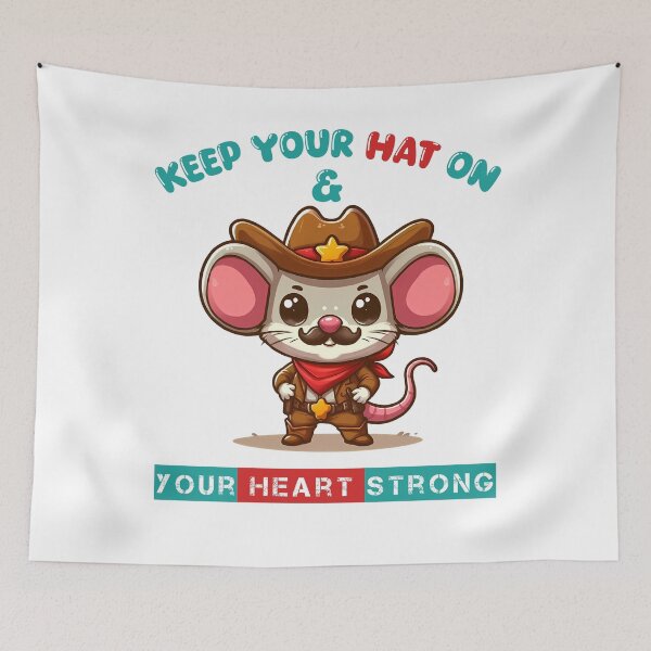 Item preview, Cute Cowboy Mouse Advice: Keep Your Hat On and Your Heart Strong designed and sold by TheInkyOwl-TIO.
