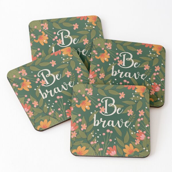 Item preview, Floral motivation quote Be brave. Botanical design. Grain effect designed and sold by itsinnav.