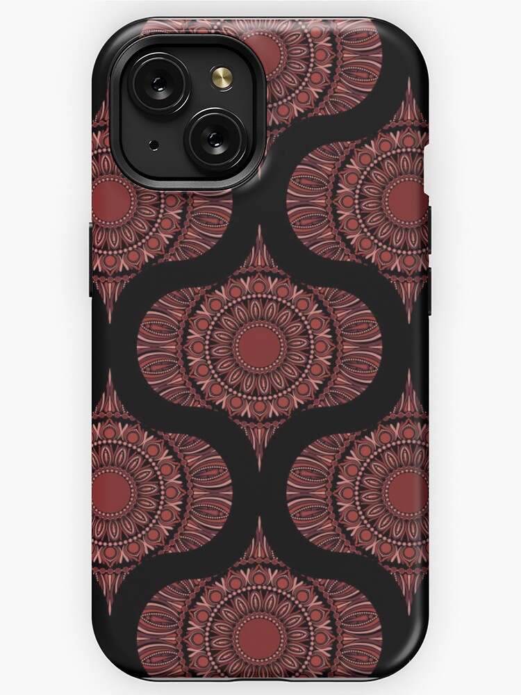 iPhone Case, Fashion Week Cabernet Coral Whirl Dot Mandala Retro Ogee designed and sold by Triplicate Limited
