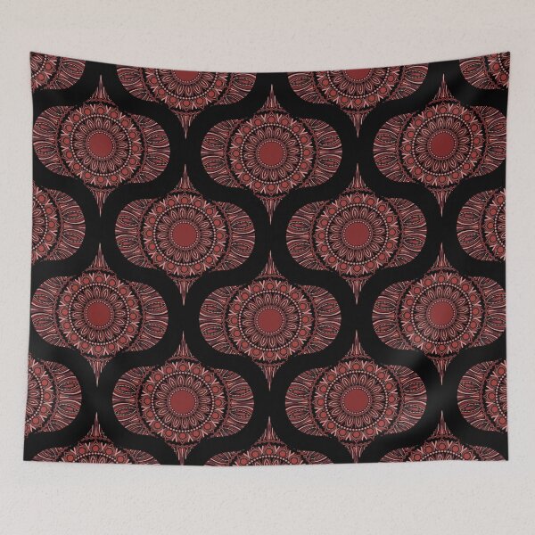 Item preview, Fashion Week Cabernet Coral Whirl Dot Mandala Retro Ogee designed and sold by Triplicate Limited.