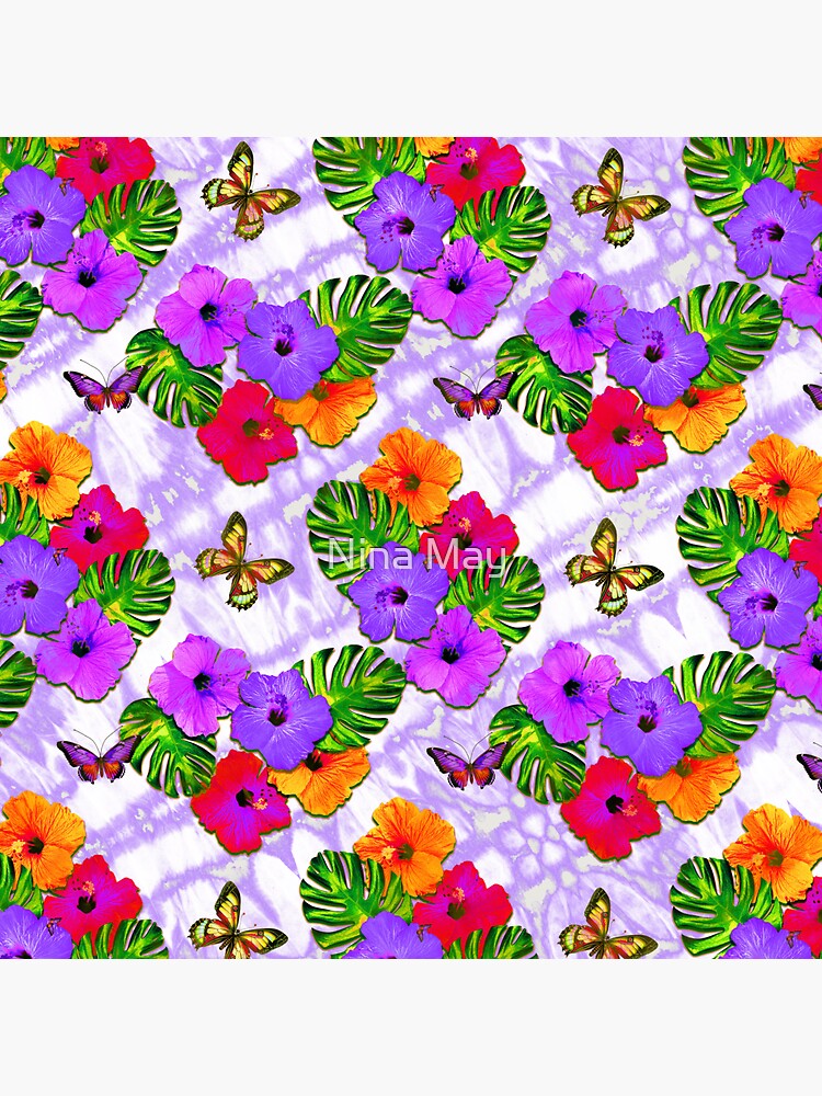 Thumbnail 3 of 3, Sticker, Tie-Dye Neon Aloha designed and sold by ninabmay.