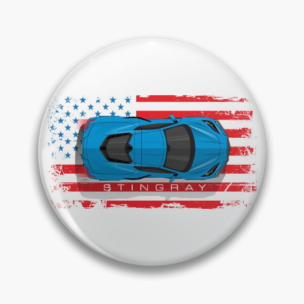 Item preview, Blue Chevy Corvette C8 American Flag Illustration designed and sold by blackdogshop.