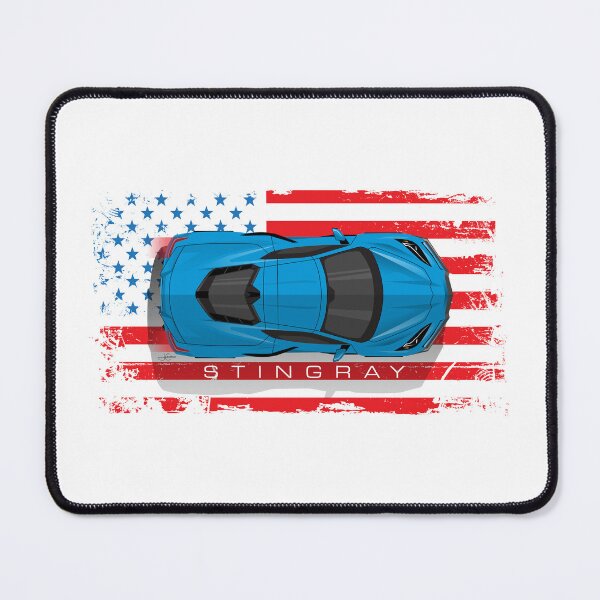 Item preview, Blue Chevy Corvette C8 American Flag Illustration designed and sold by blackdogshop.